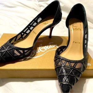 Christian Louboutin red bottom black leather pumps size 37 (7)